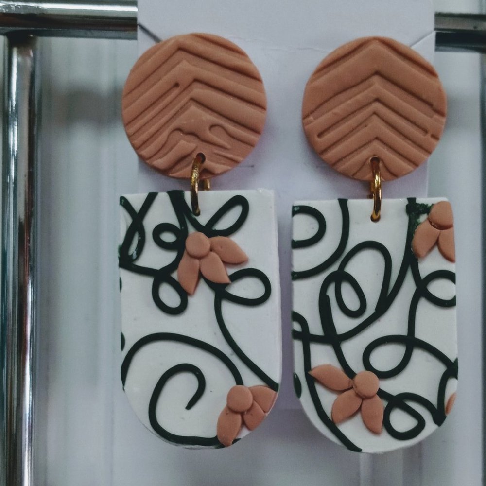 Handmade Floral Clay Earrings